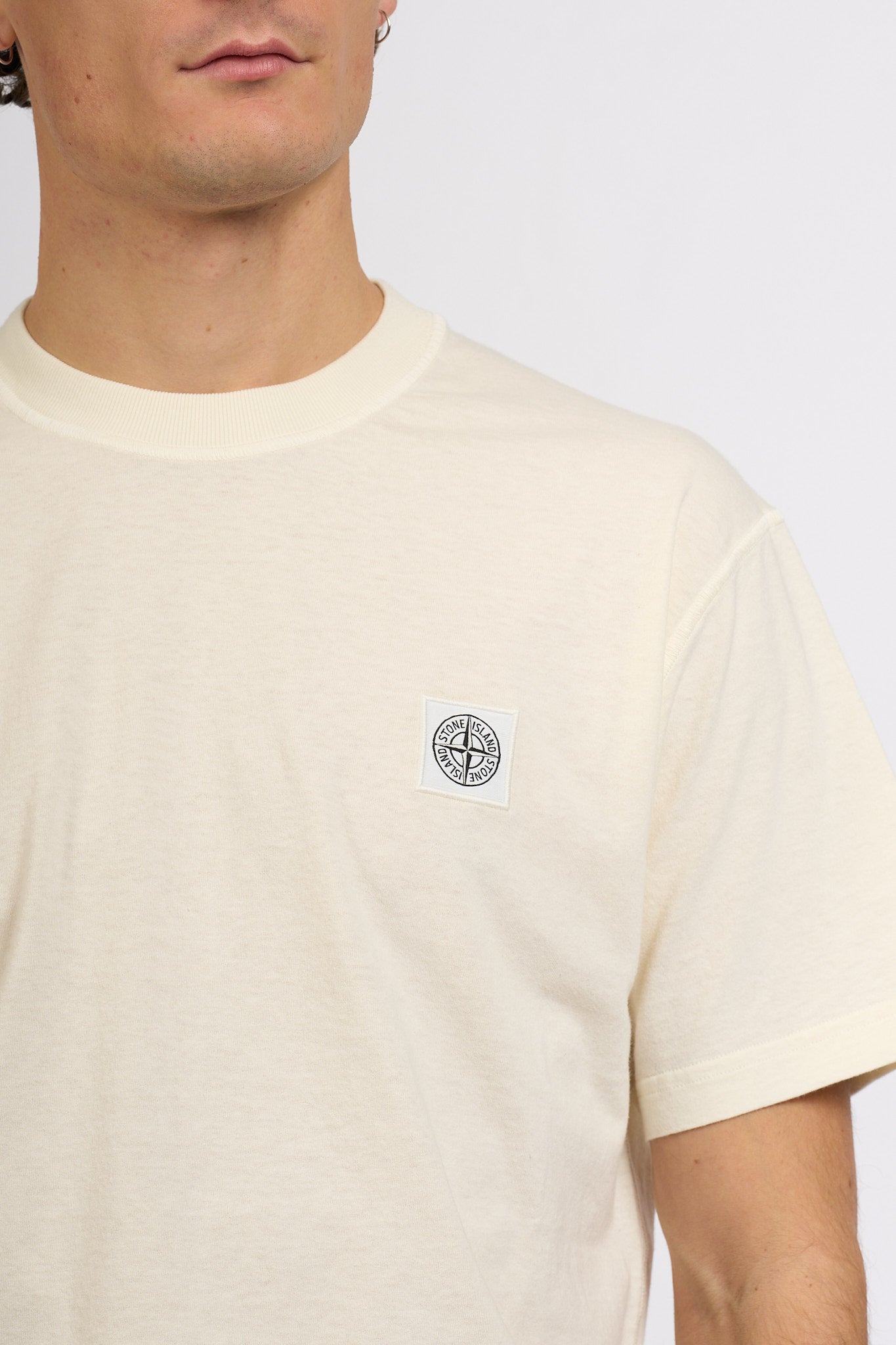Stone island T-shirt Lavata Avorio Uomo-6