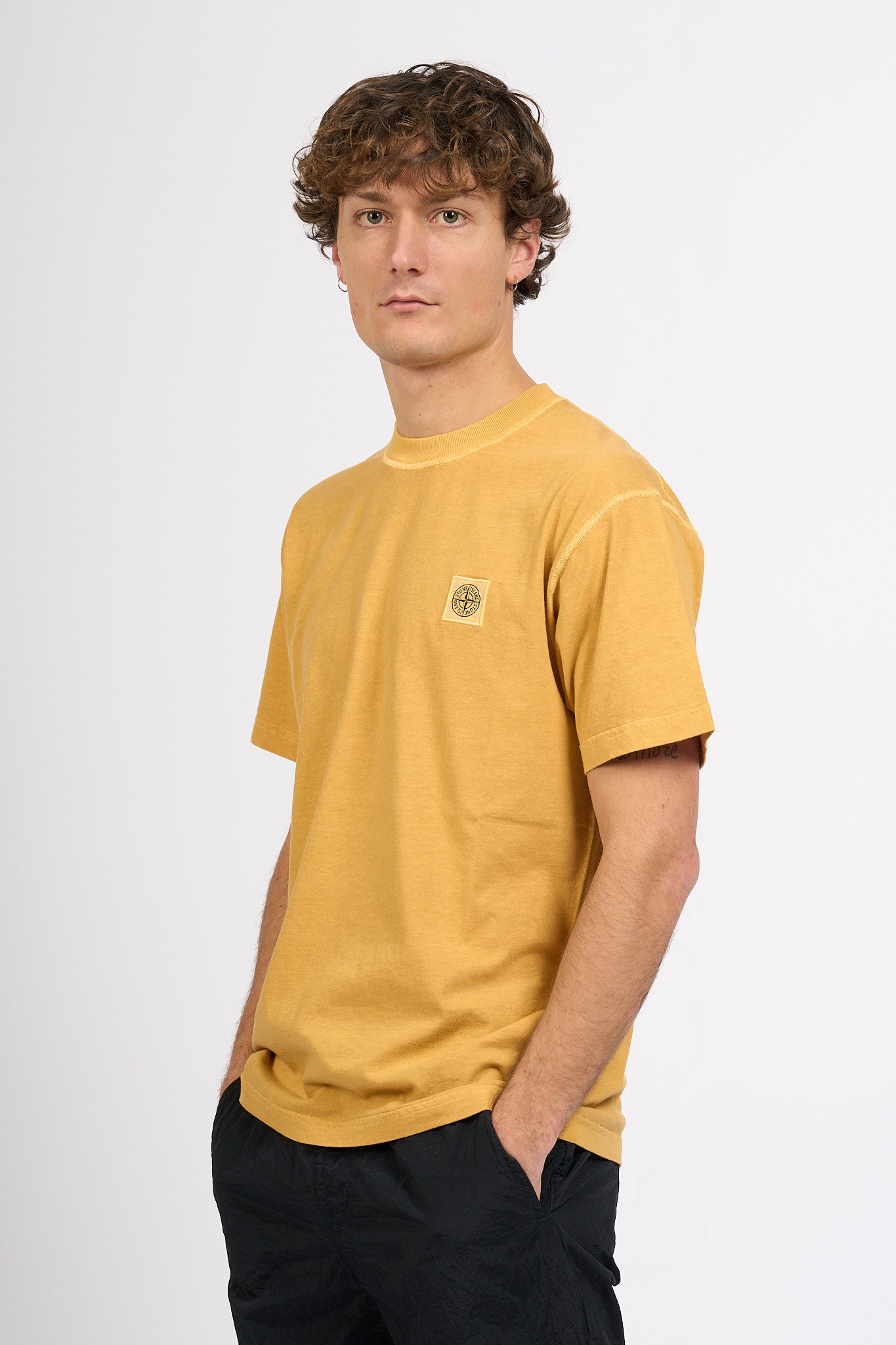 Stone island T-shirt Lavata Senape Uomo-3