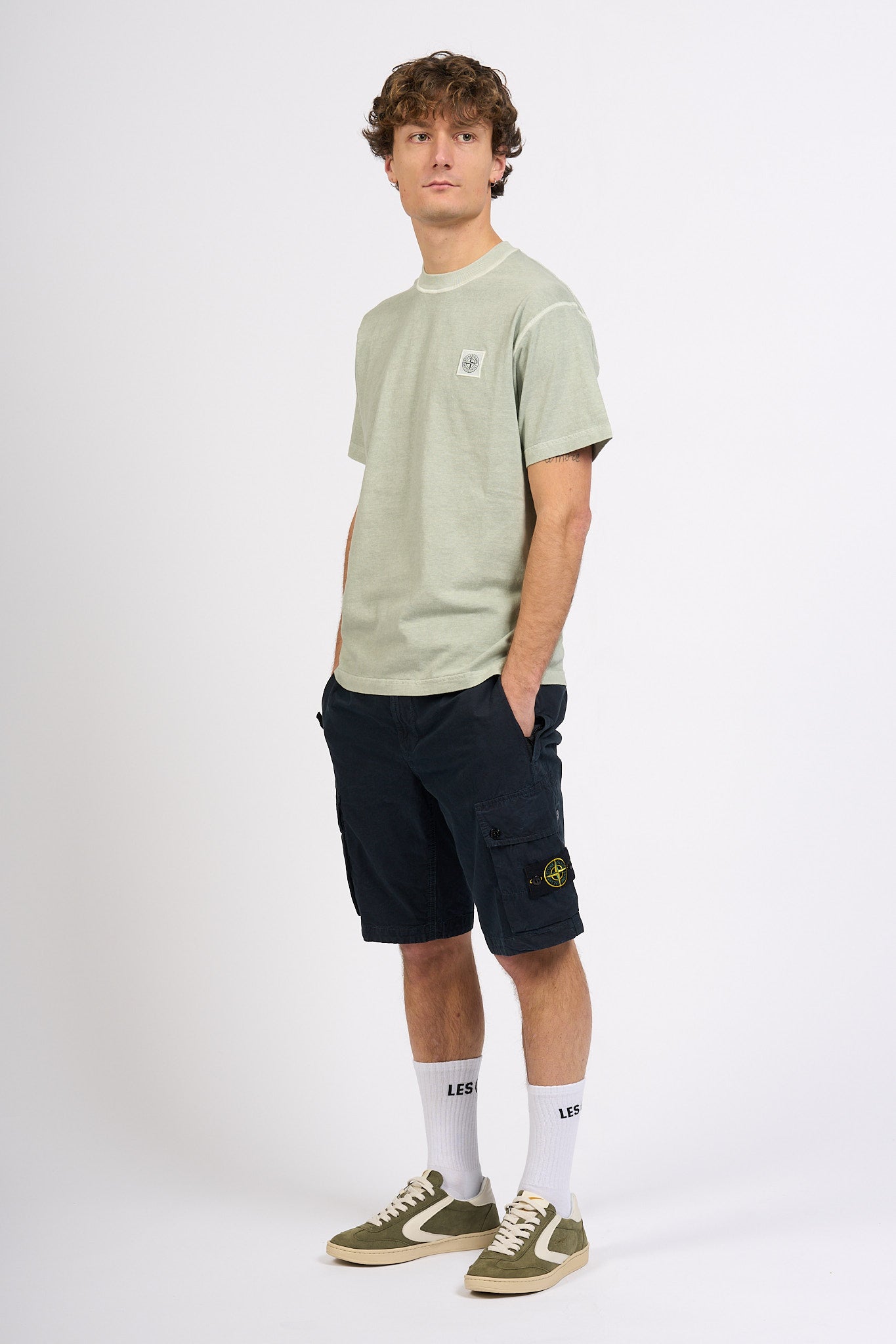 Stone island T-shirt Lavata Verde Salvia Uomo-7