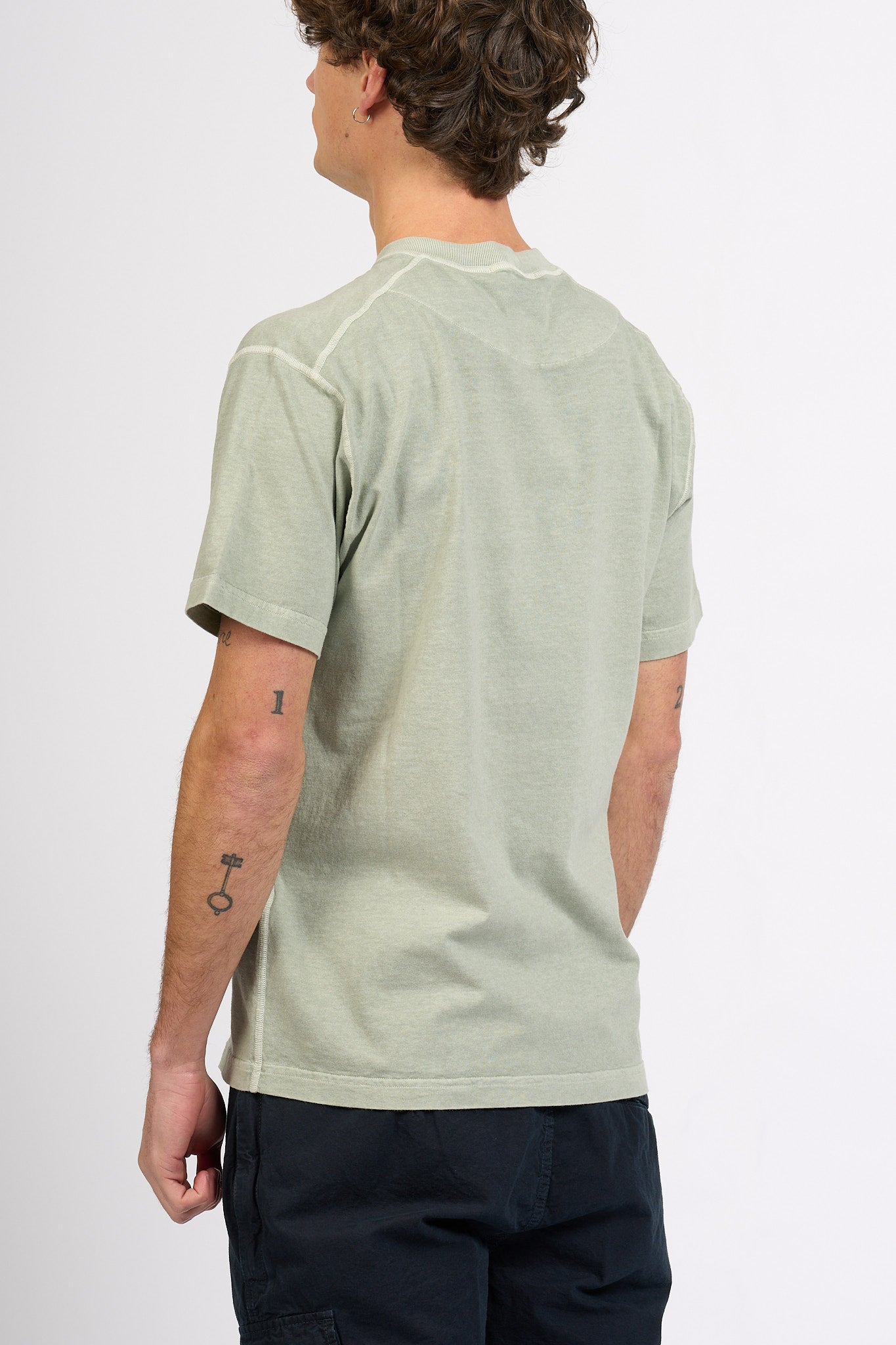 Stone island T-shirt Lavata Verde Salvia Uomo-4
