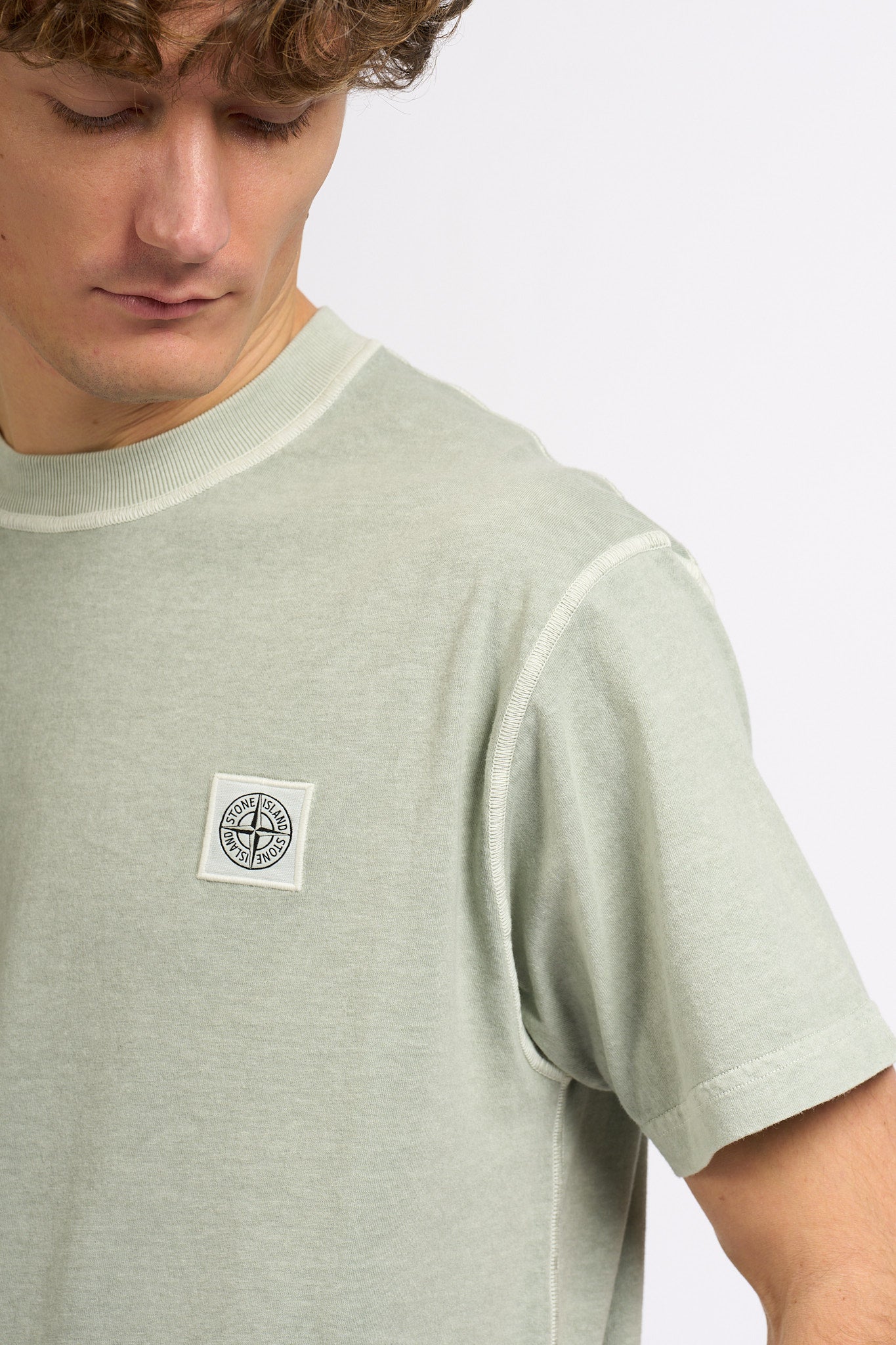 Stone island T-shirt Lavata Verde Salvia Uomo-6