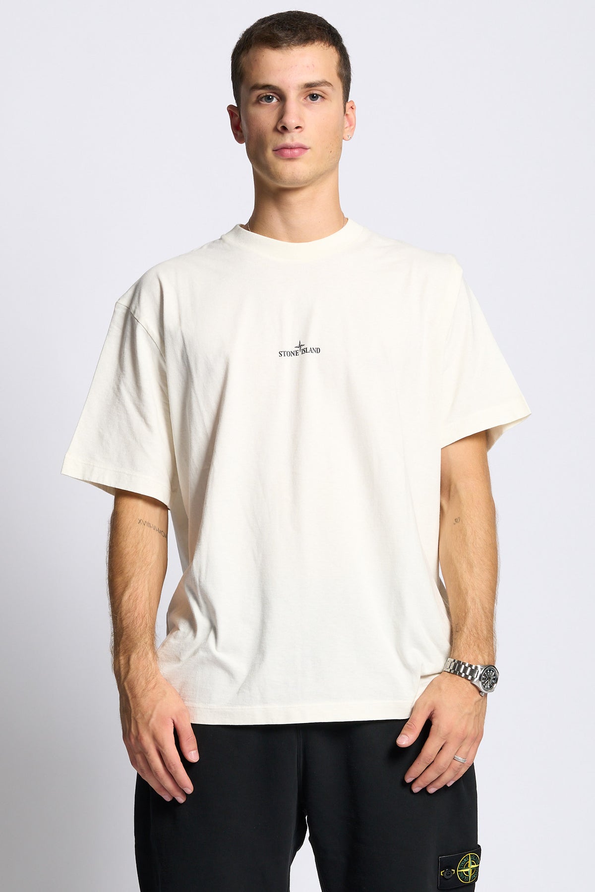 Stone island T-shirt Logo Avorio Uomo-2