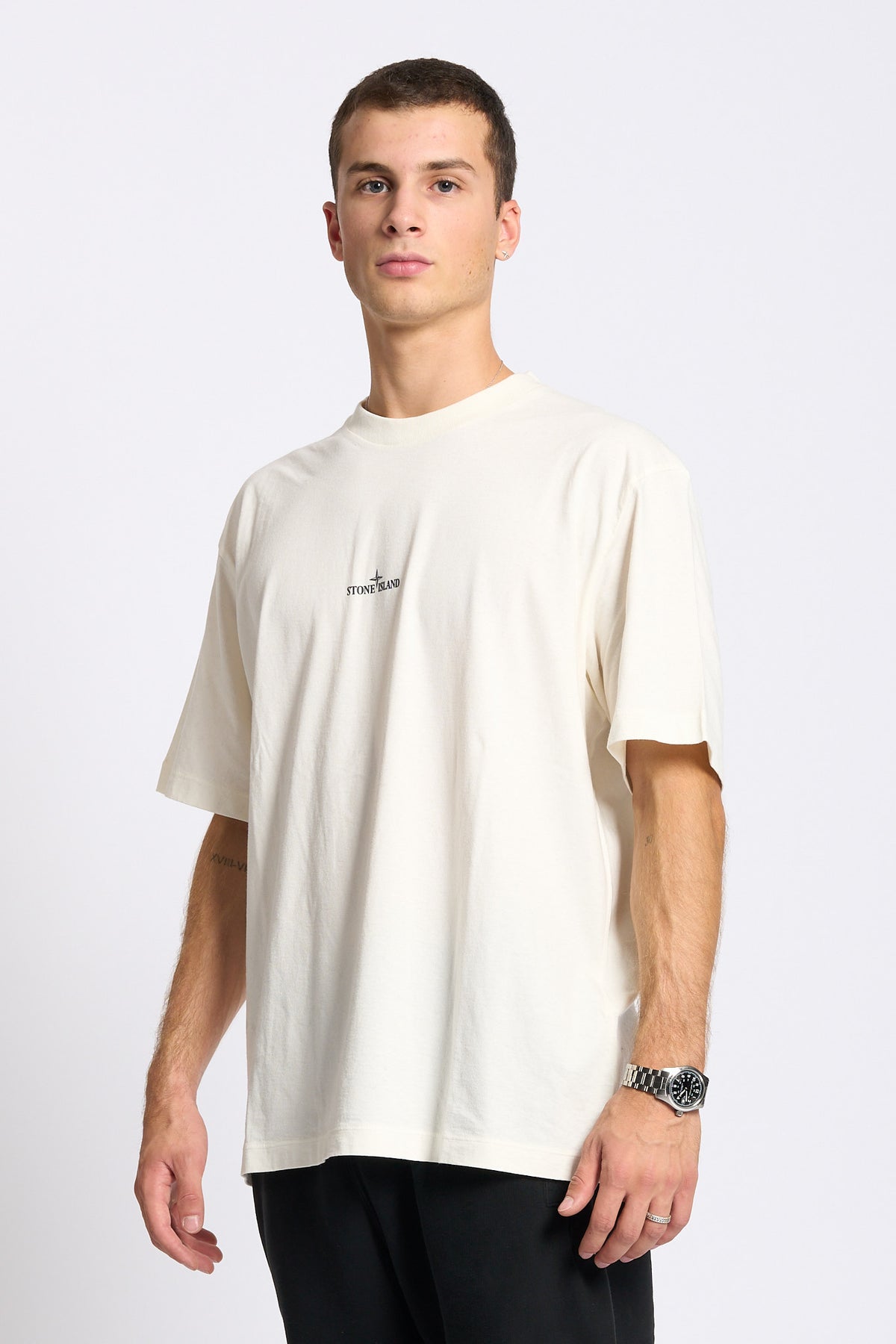 Stone island T-shirt Logo Avorio Uomo-4