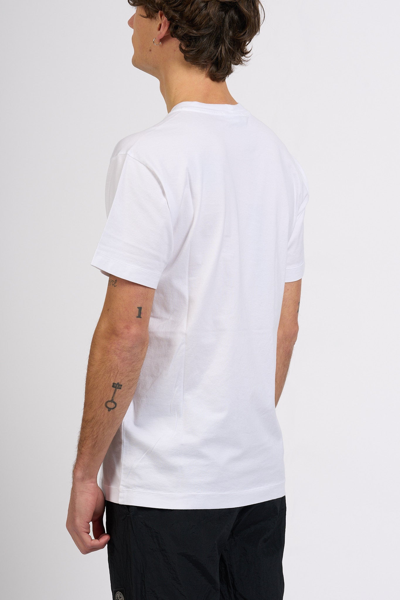 Stone island T-shirt Logo Patch Bianco Uomo-4