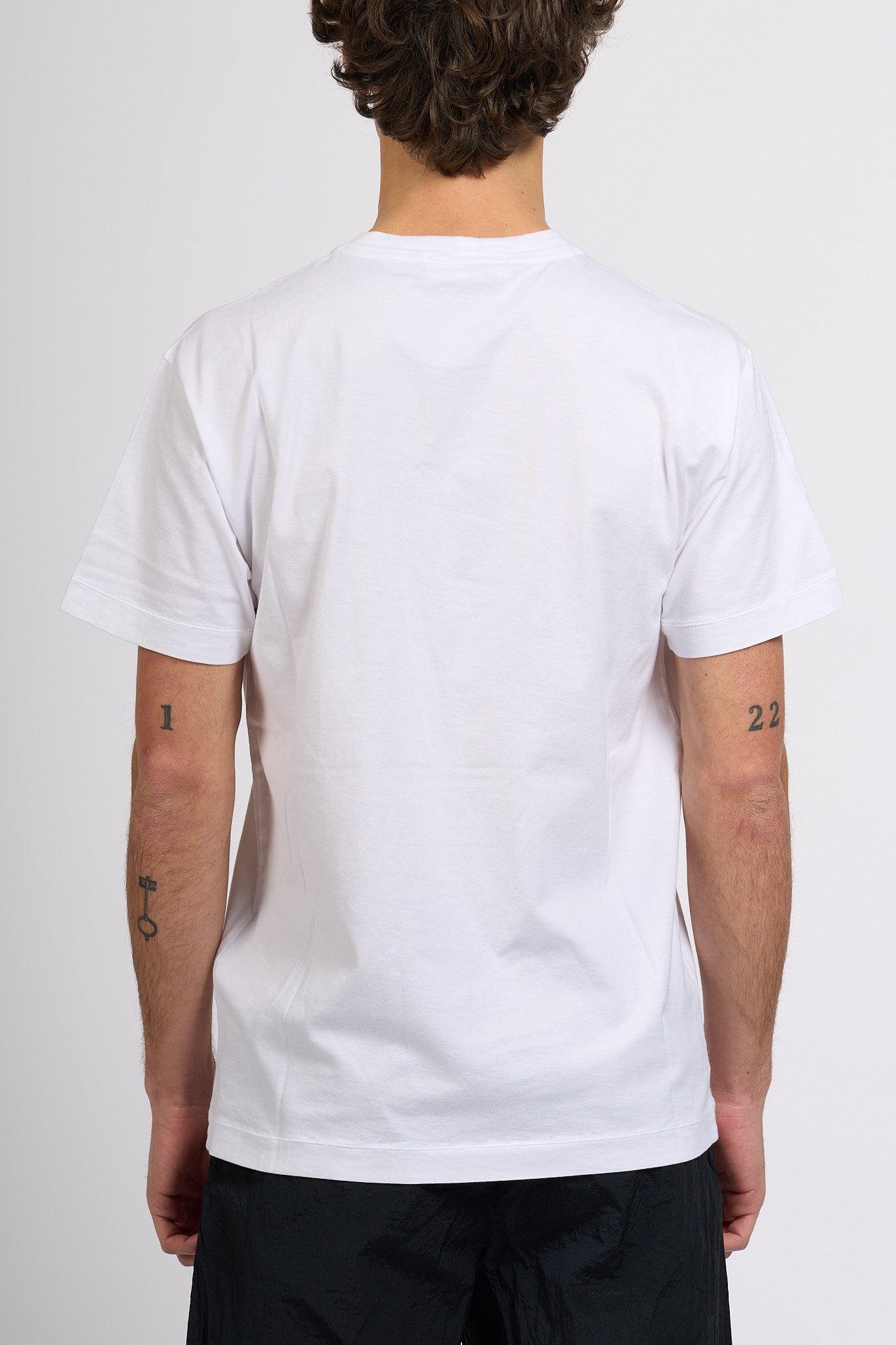 Stone island T-shirt Logo Patch Bianco Uomo-5