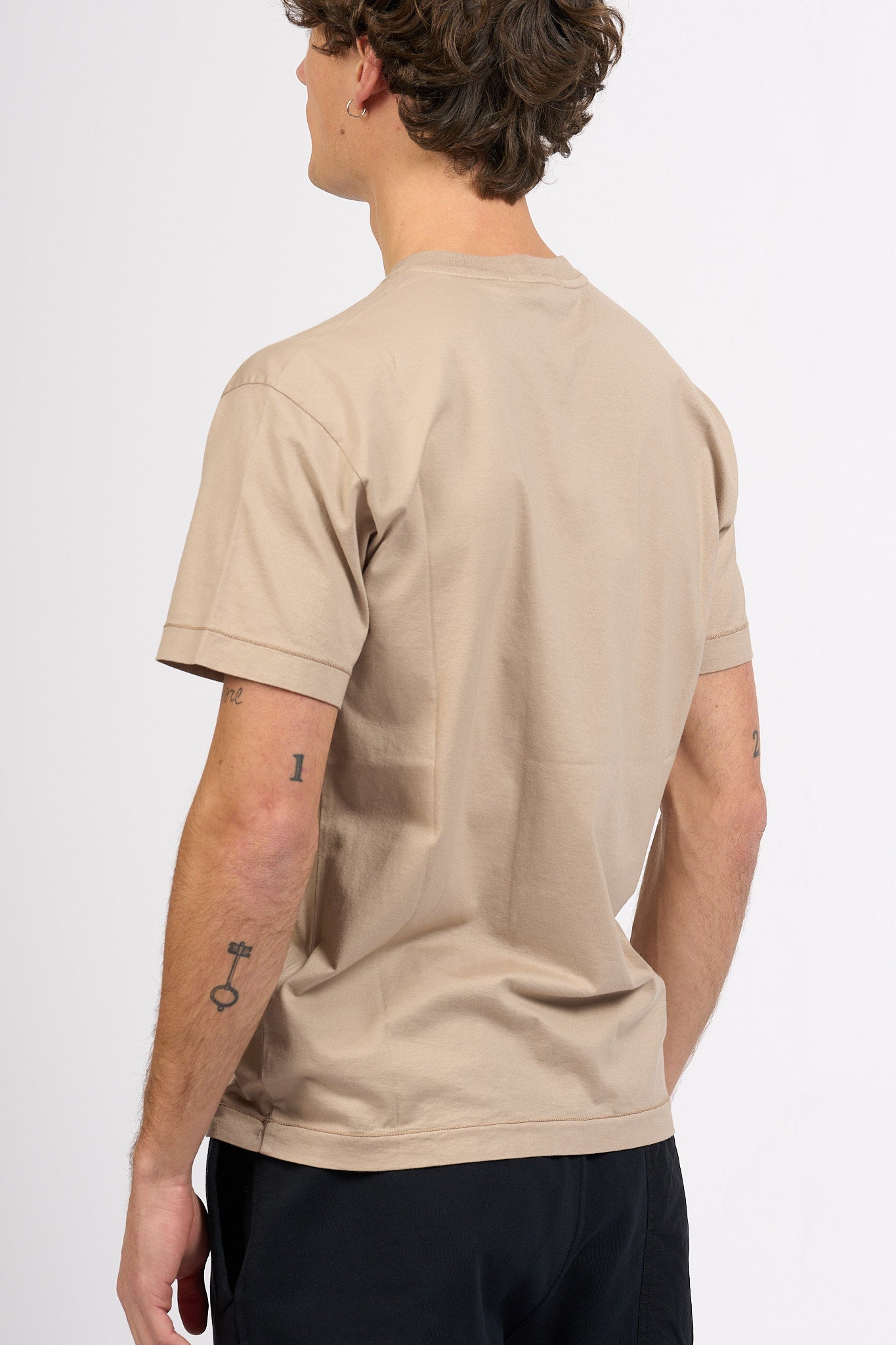 Stone island T-shirt Logo Patch Sabbia Uomo-6