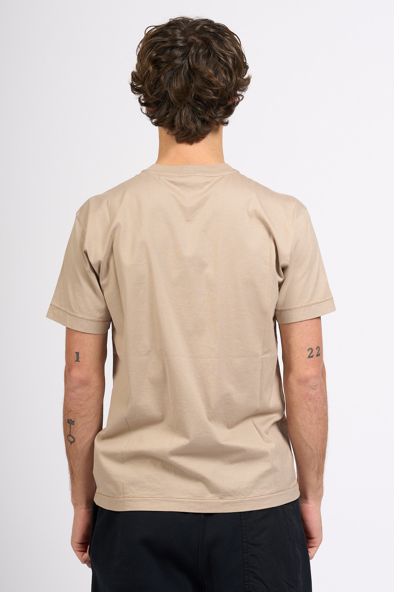 Stone island T-shirt Logo Patch Sabbia Uomo-7