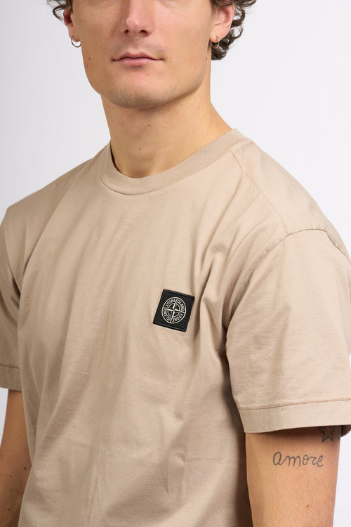 Stone island T-shirt Logo Patch Sabbia Uomo-2