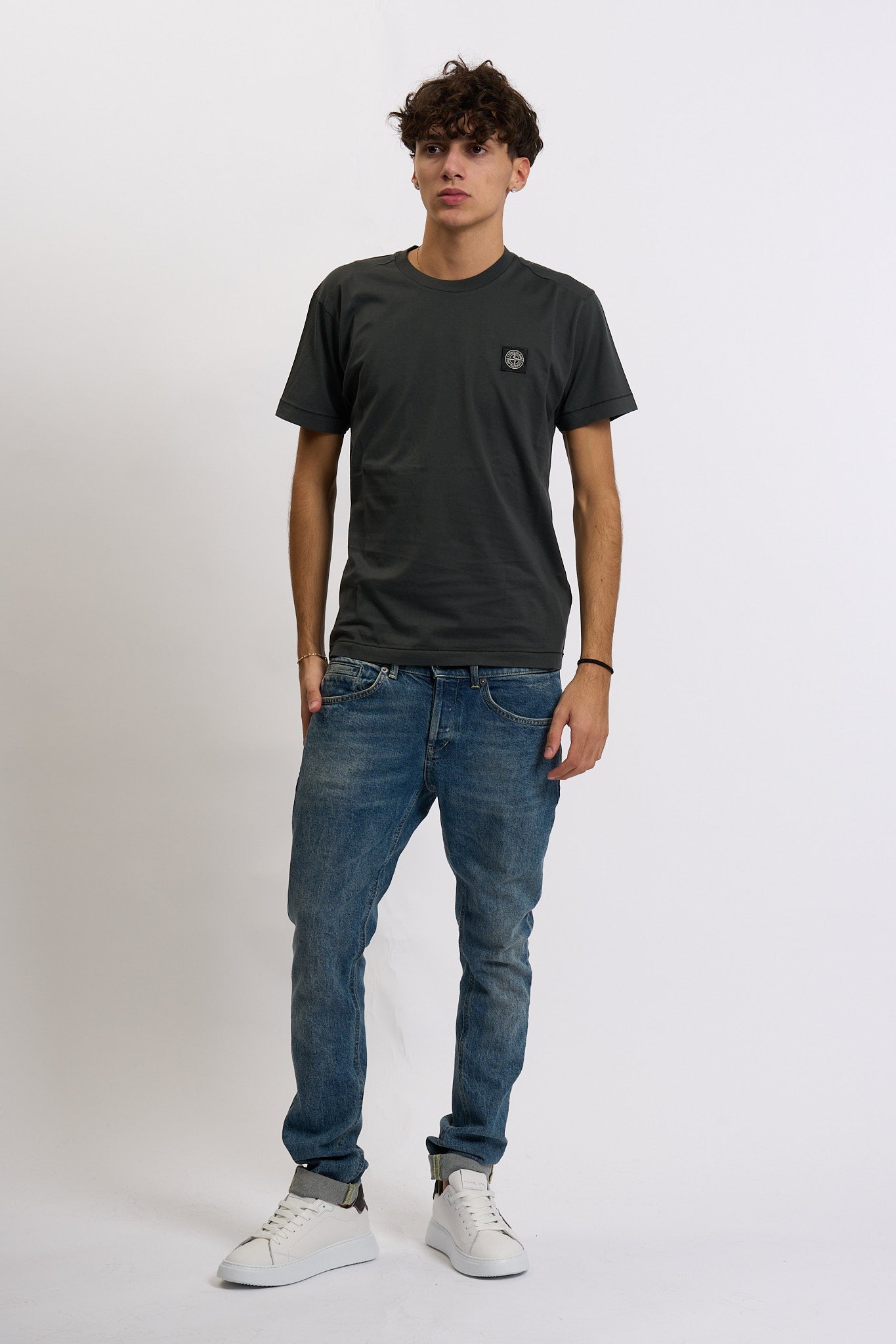 Stone island T-shirt Logo Piombo Uomo-6