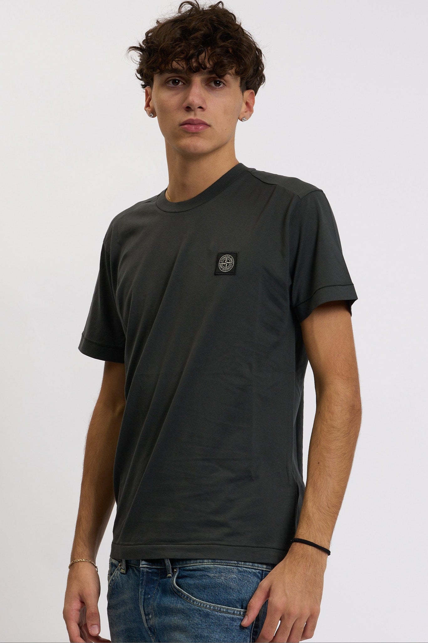 Stone island T-shirt Logo Piombo Uomo-3