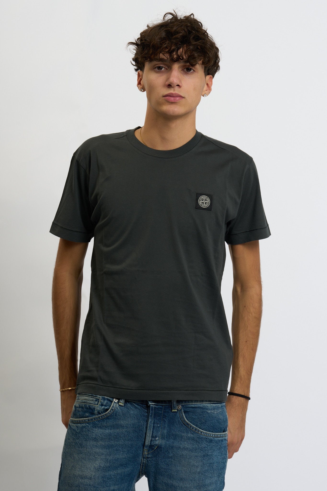 Stone island T-shirt Logo Piombo Uomo-4
