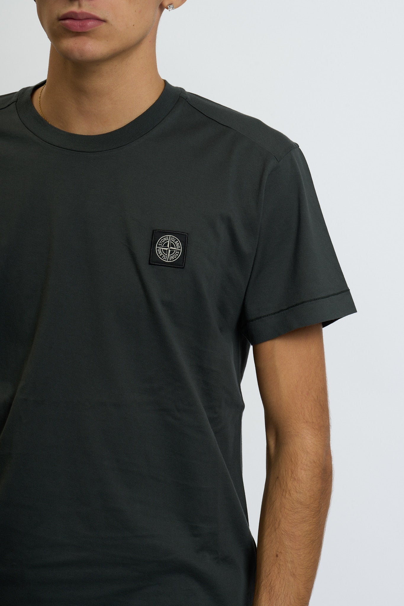 Stone island T-shirt Logo Piombo Uomo-1