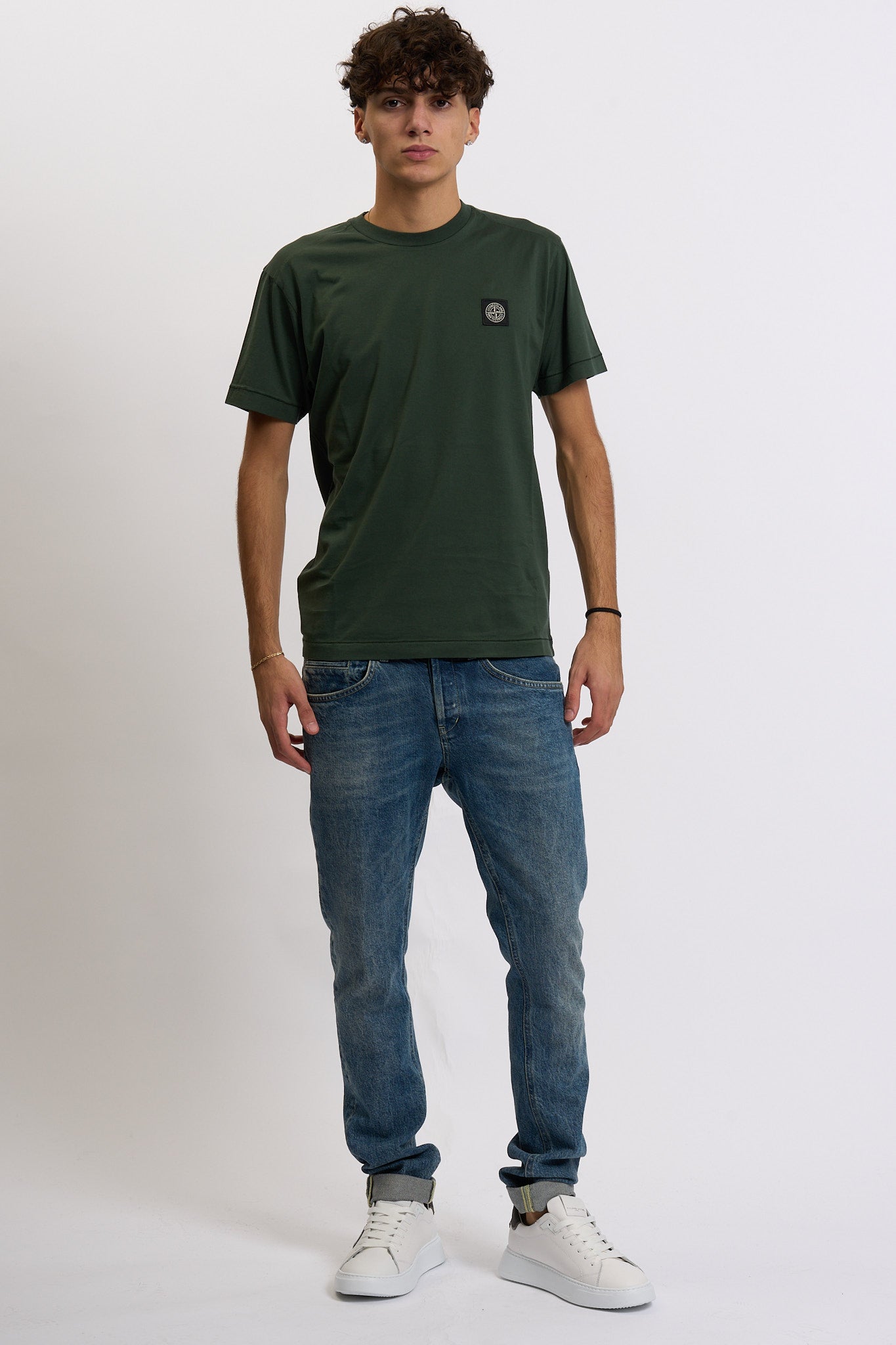Stone island T-shirt Logo Verde Uomo-5