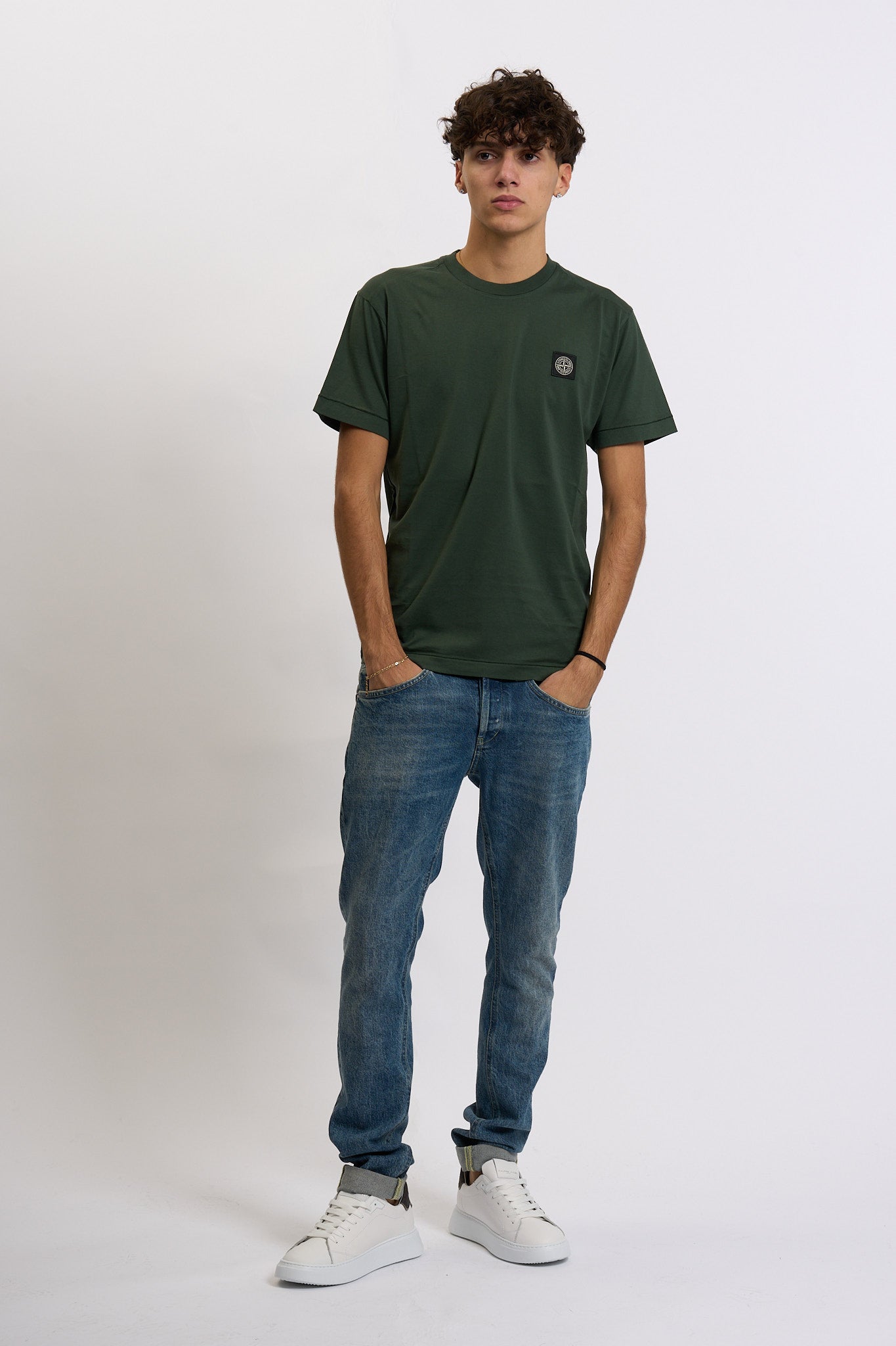 Stone island T-shirt Logo Verde Uomo-6