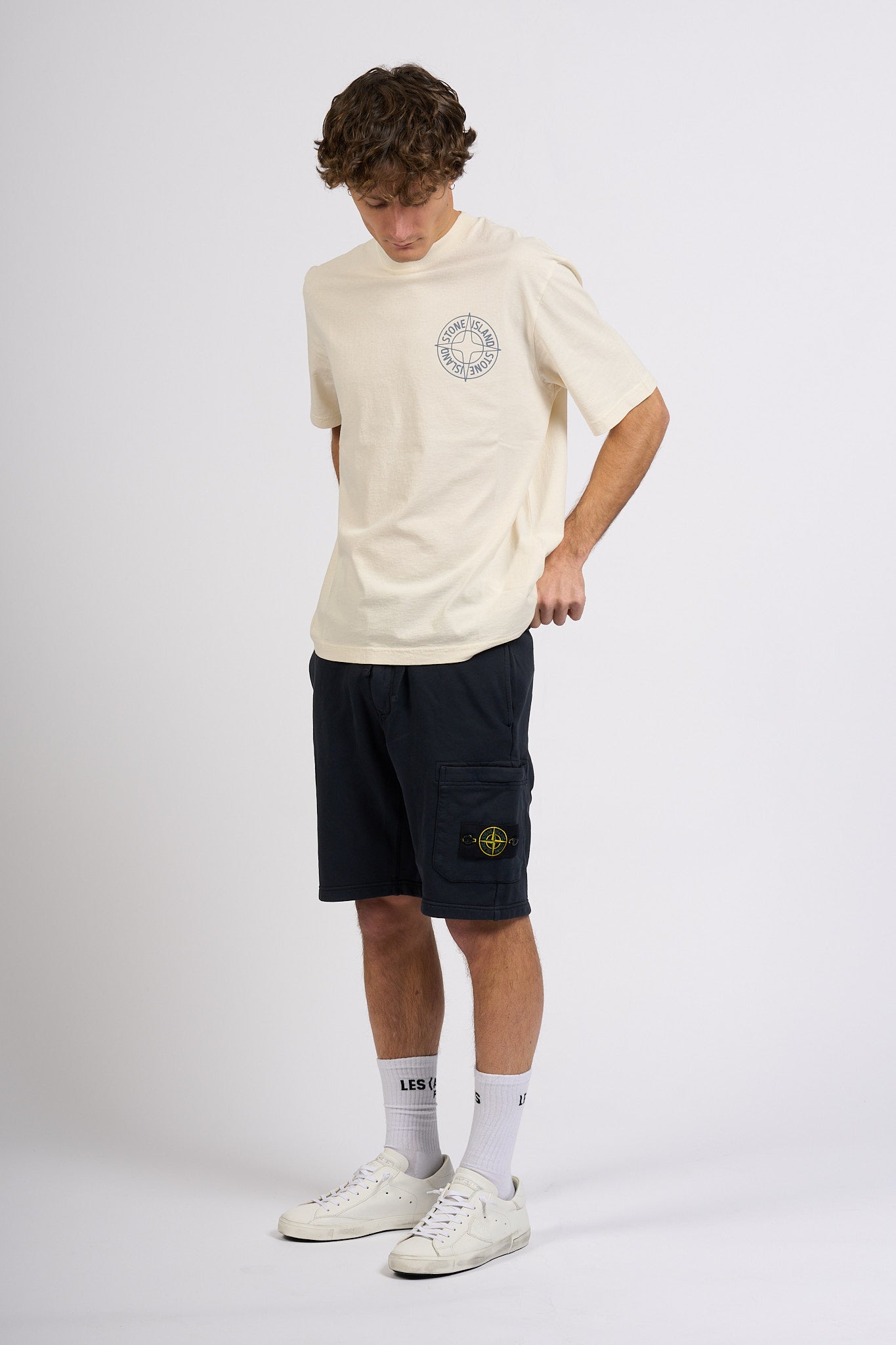 Stone island T-shirt Stampa Retro Avorio Uomo-3