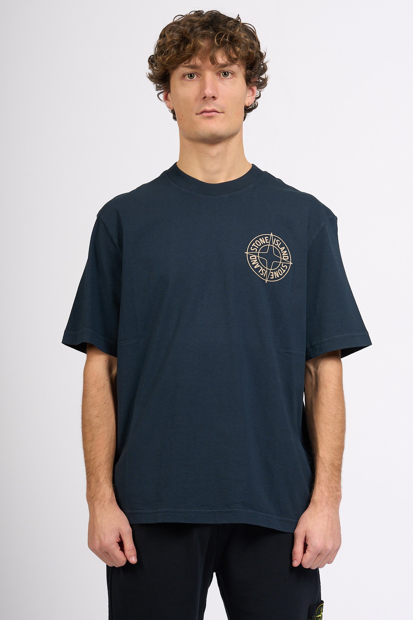 Stone island T-shirt Stampa Retro Blu Uomo-4