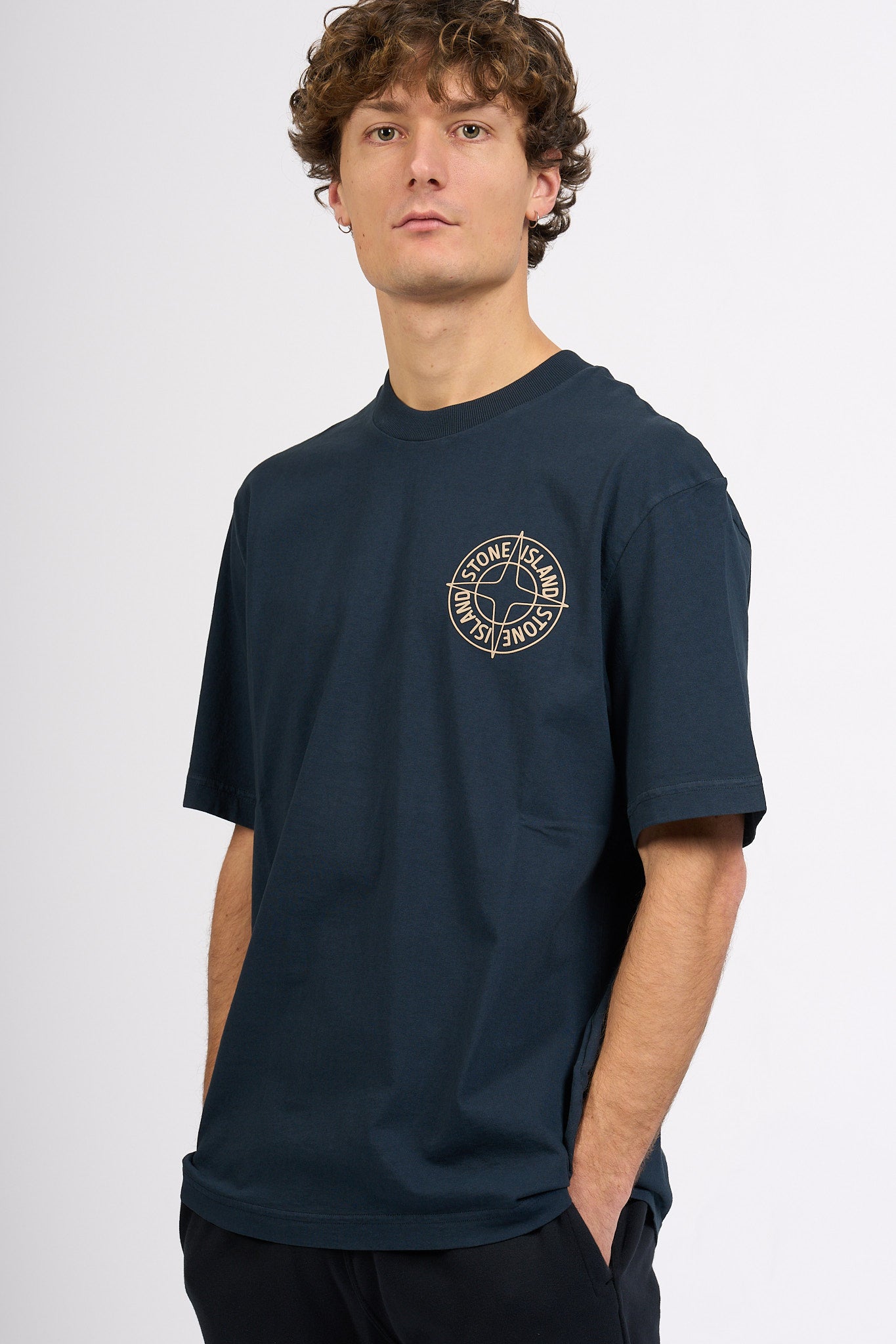 Stone island T-shirt Stampa Retro Blu Uomo-3