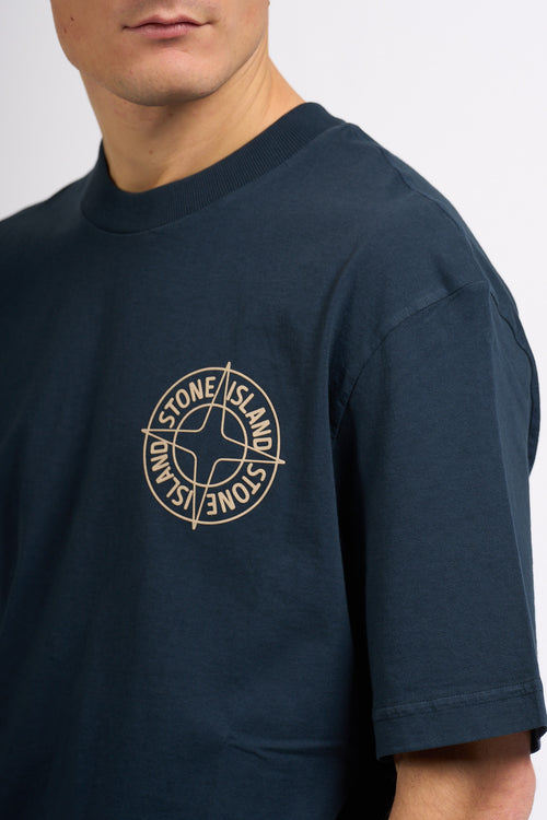 Stone island T-shirt Stampa Retro Blu Uomo-2