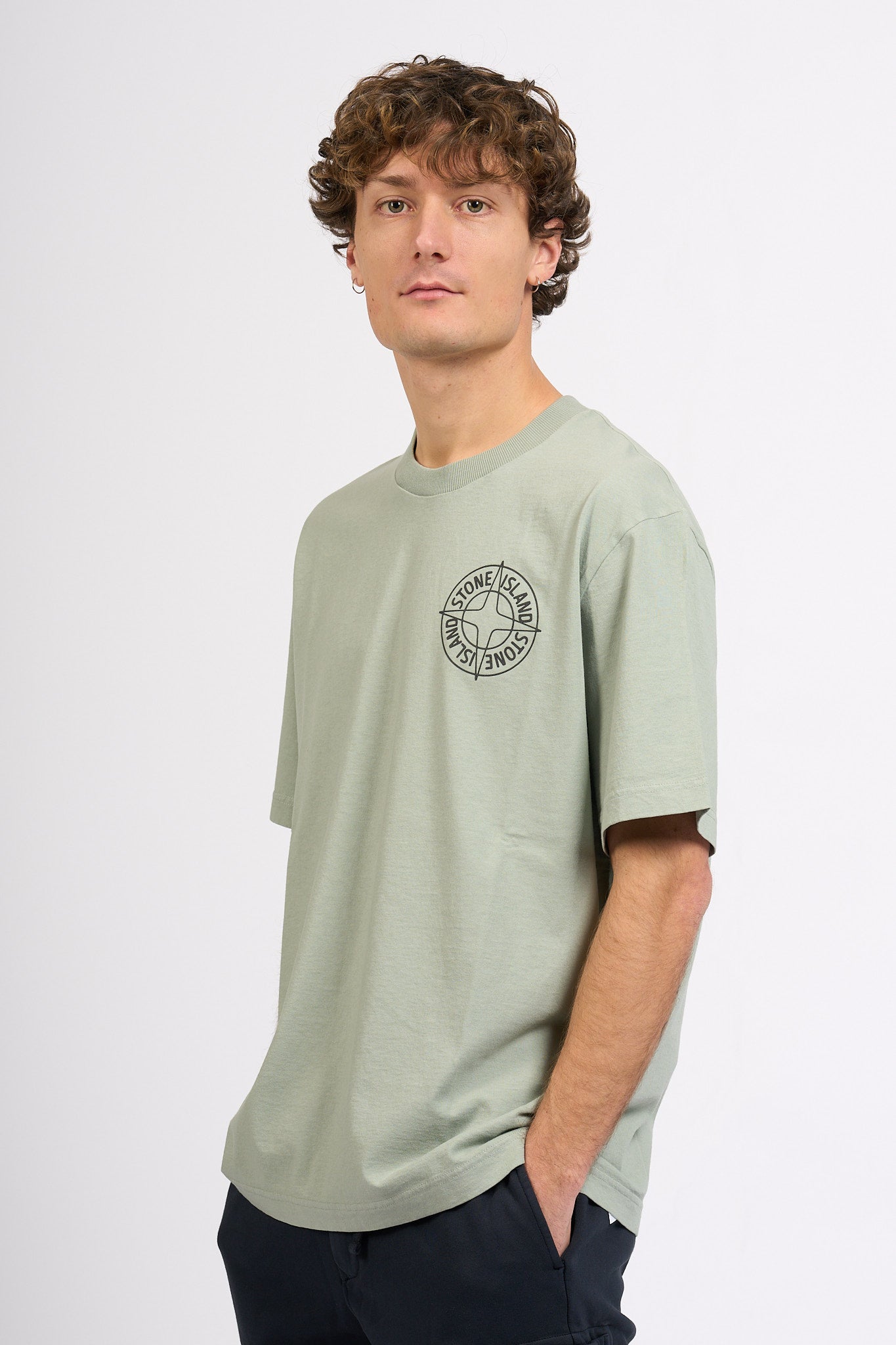 Stone island T-shirt Stampa Retro Salvia Uomo-3