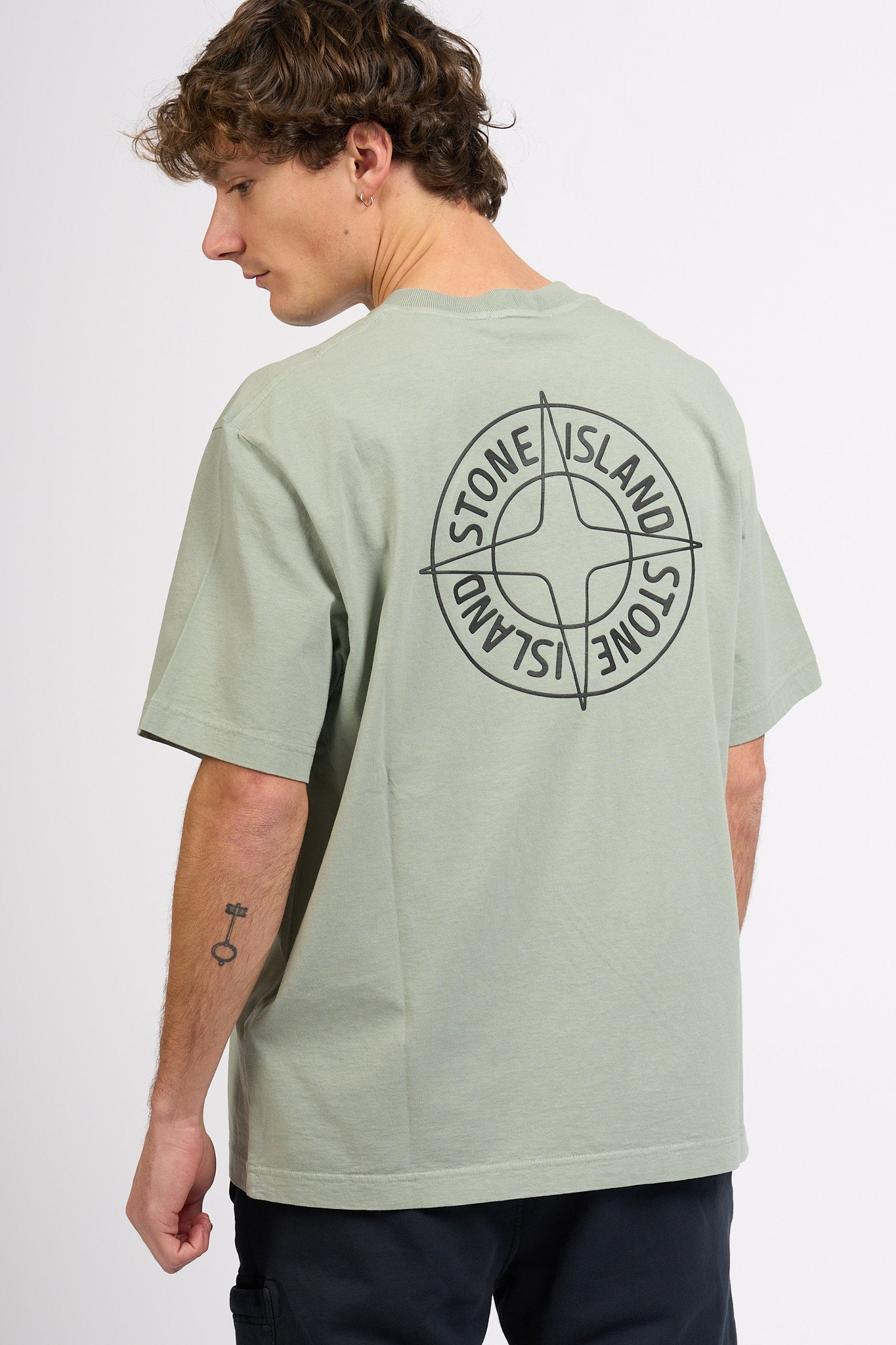 Stone island T-shirt Stampa Retro Salvia Uomo-1