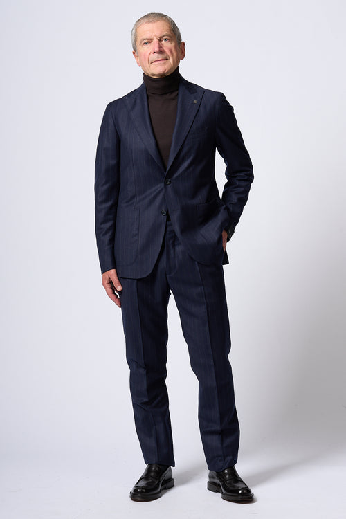 Tagliatore Blue Pinstripe Suit Men-2