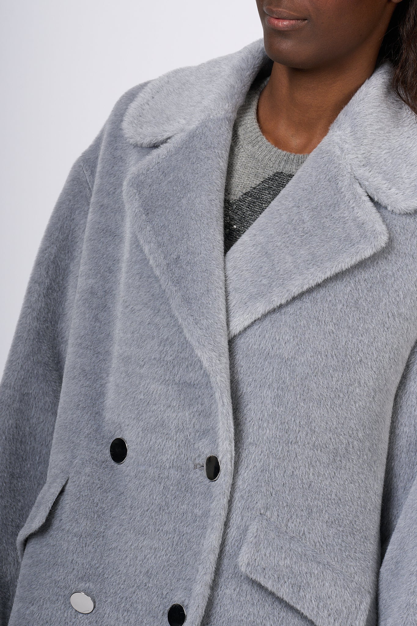 Cappotto corto grigio donna cheap
