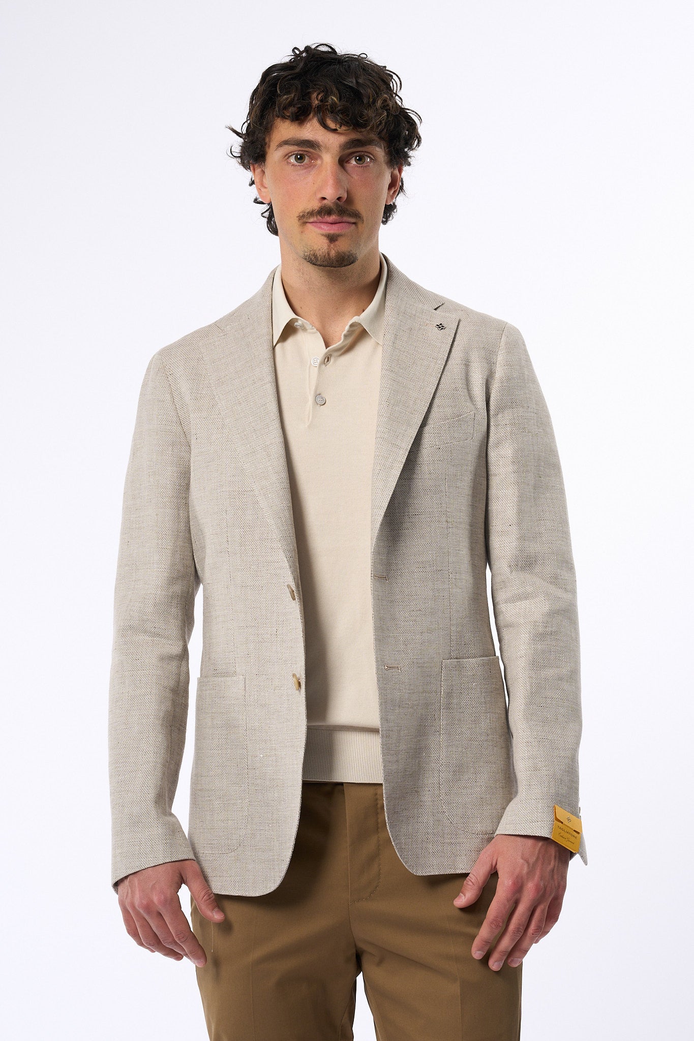 Tagliatore Giacca Misto Lino Sabbia Uomo-4