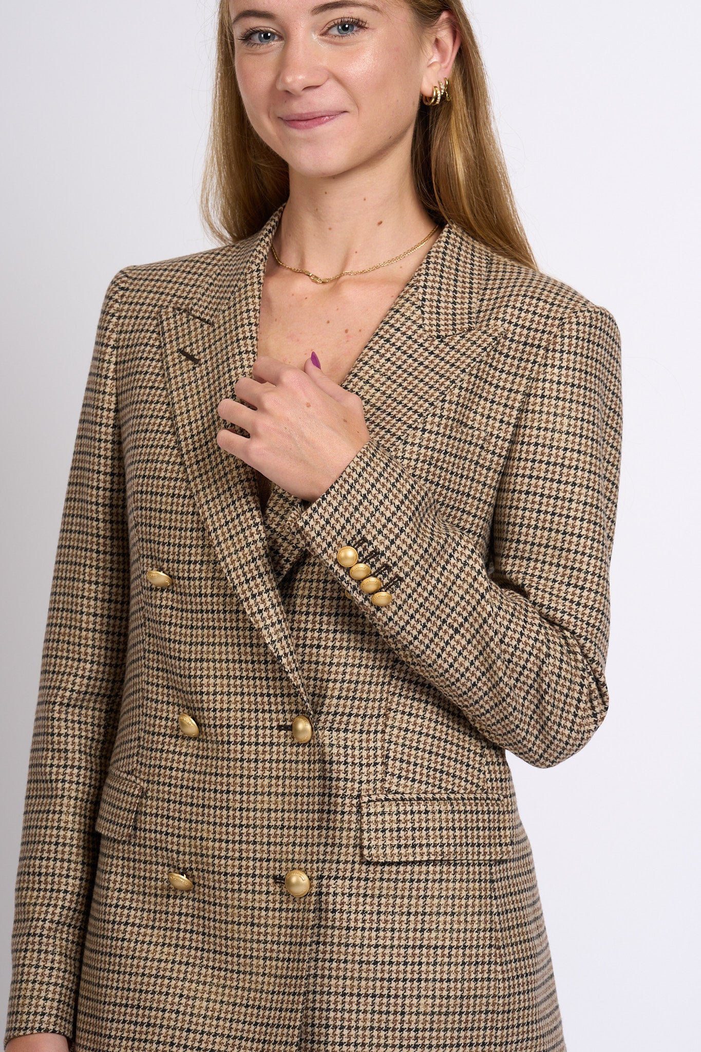 Tagliatore Giacca Parigi Pied De Poule Marrone Donna-6