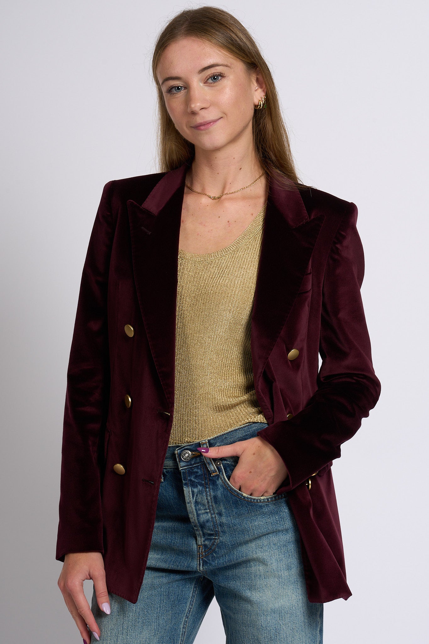 Tagliatore Giacca Parigi Velluto Vinaccia Donna-1