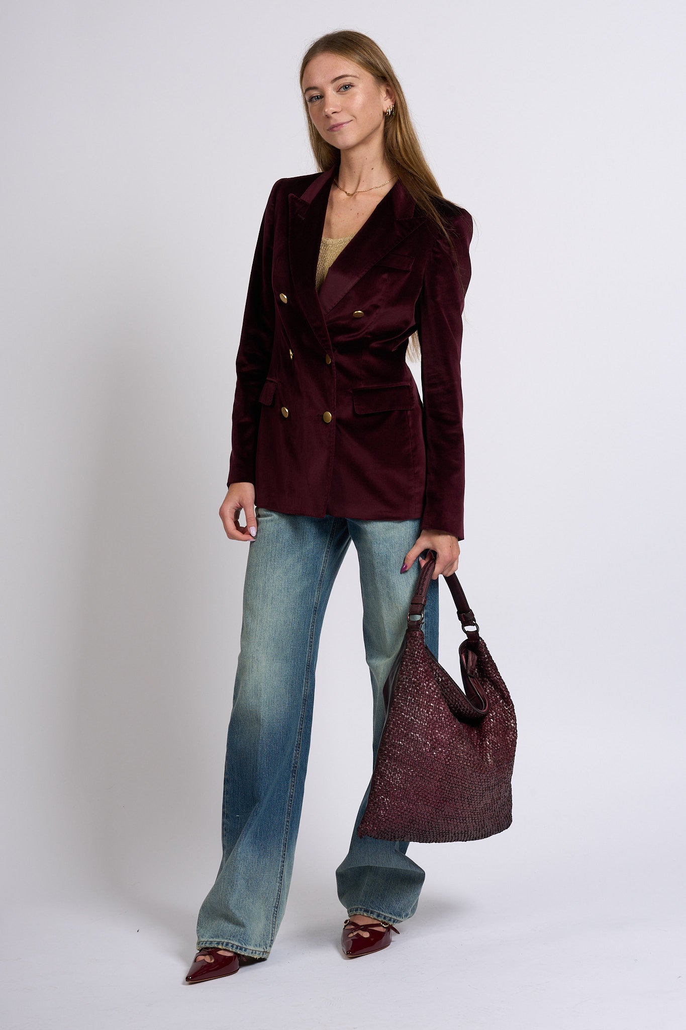 Tagliatore Giacca Parigi Velluto Vinaccia Donna-8