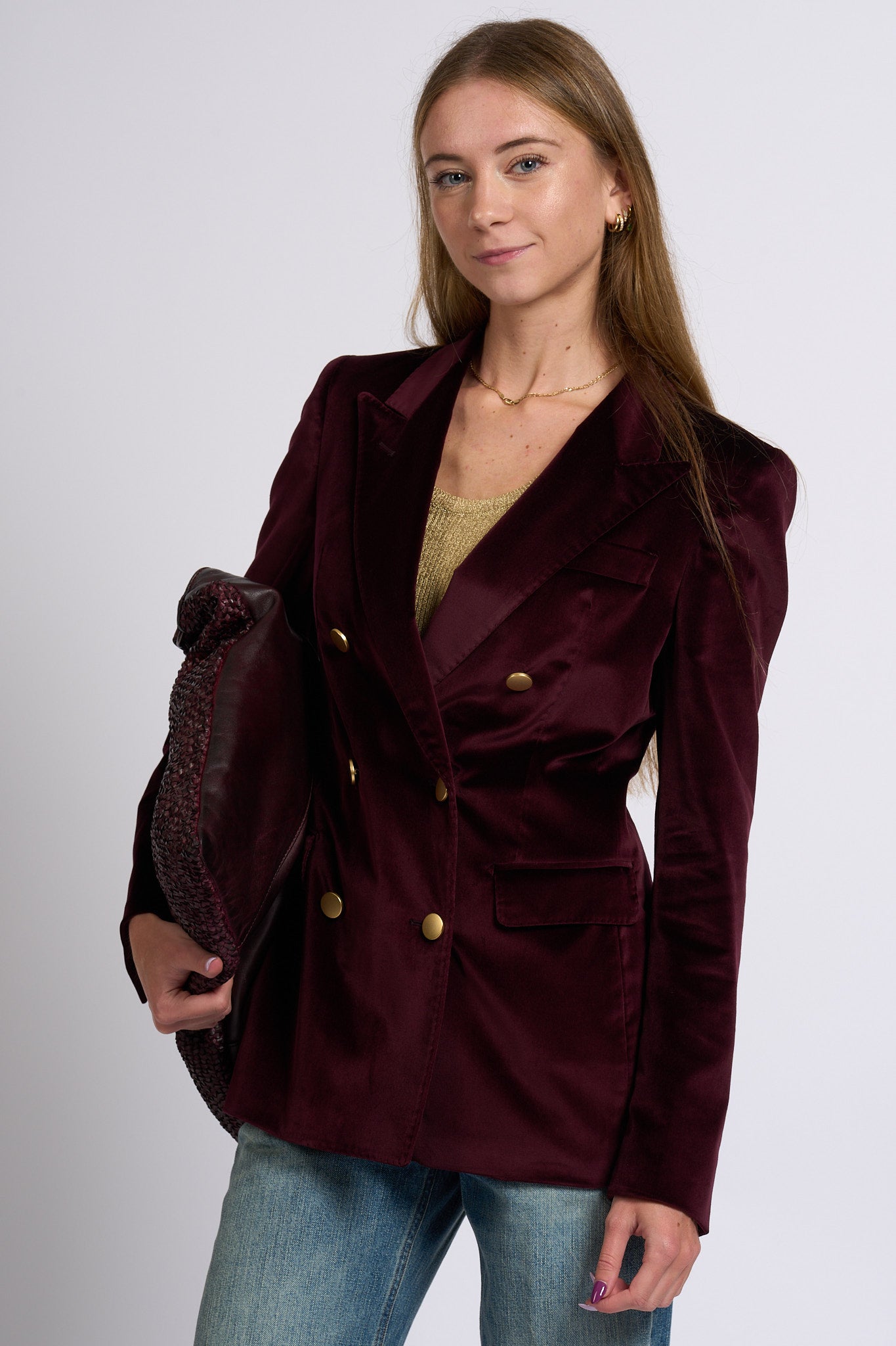 Tagliatore Giacca Parigi Velluto Vinaccia Donna-3