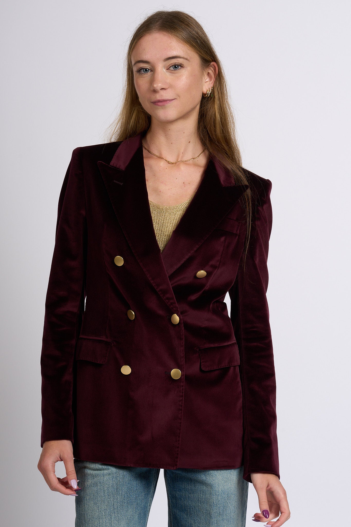Tagliatore Giacca Parigi Velluto Vinaccia Donna-4
