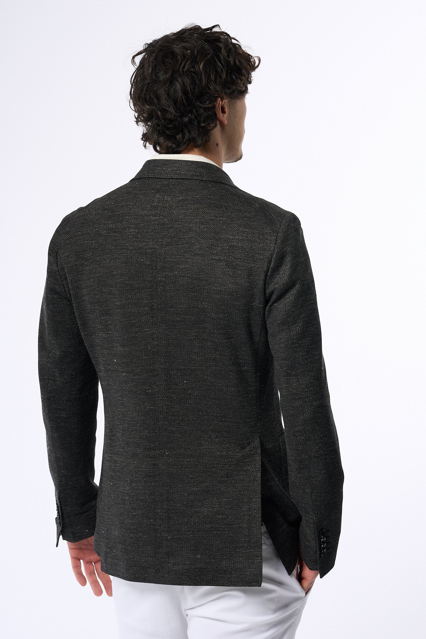 Tagliatore Giacca in Lino e Cotone Antracite Uomo-6