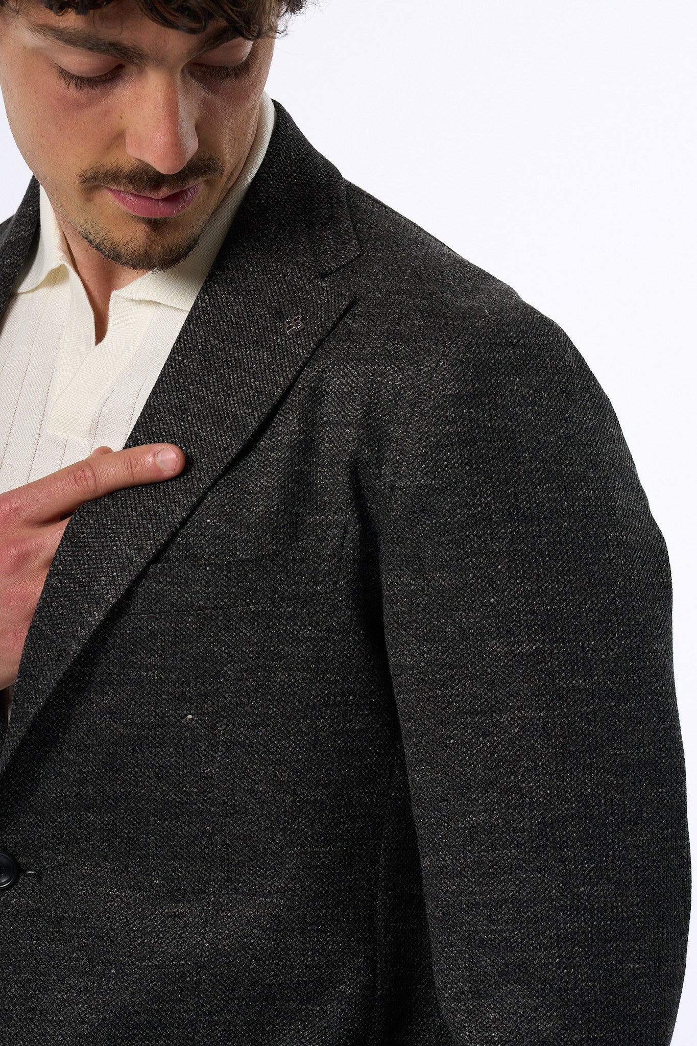 Tagliatore Giacca in Lino e Cotone Antracite Uomo-2