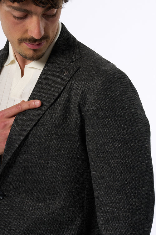 Tagliatore Giacca in Lino e Cotone Antracite Uomo-2