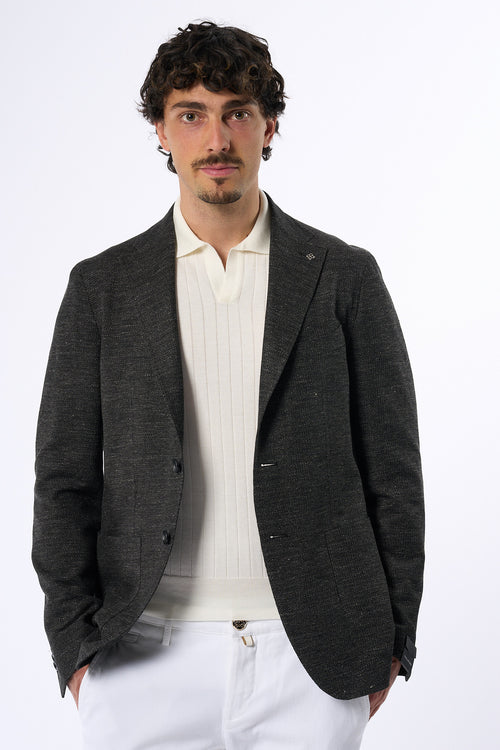Tagliatore Giacca in Lino e Cotone Antracite Uomo
