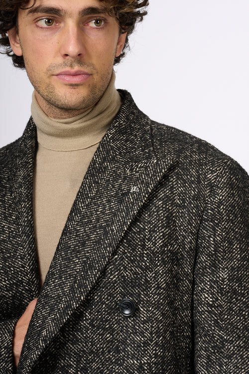 Tagliatore Cappotto Pino Lerario Spinato Nero/Bianco Uomo-2