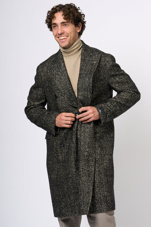 Tagliatore Cappotto Pino Lerario Spinato Nero/Bianco Uomo