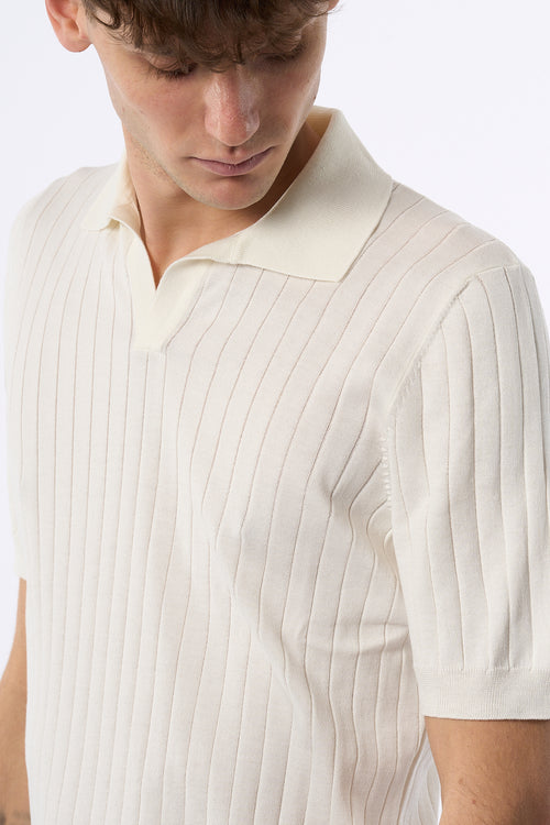 Tagliatore Polo in Seta e Cotone Bianco Uomo-2