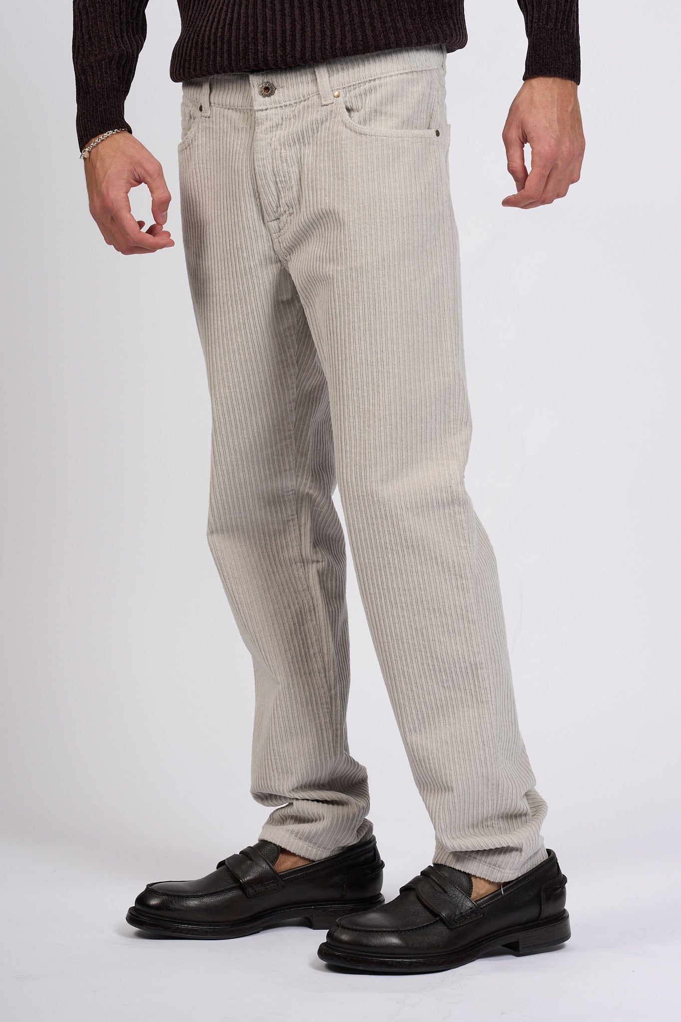 Teleria Zed Pantalone Mark Velluto Grigio Uomo-4