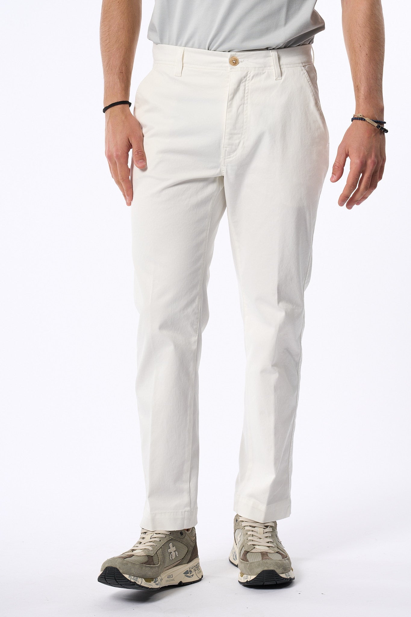 Teleria Zed Pantalone Tasche Applicate Bianco Uomo-1