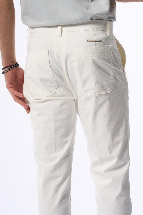 Teleria Zed Pantalone Tasche Applicate Bianco Uomo-2