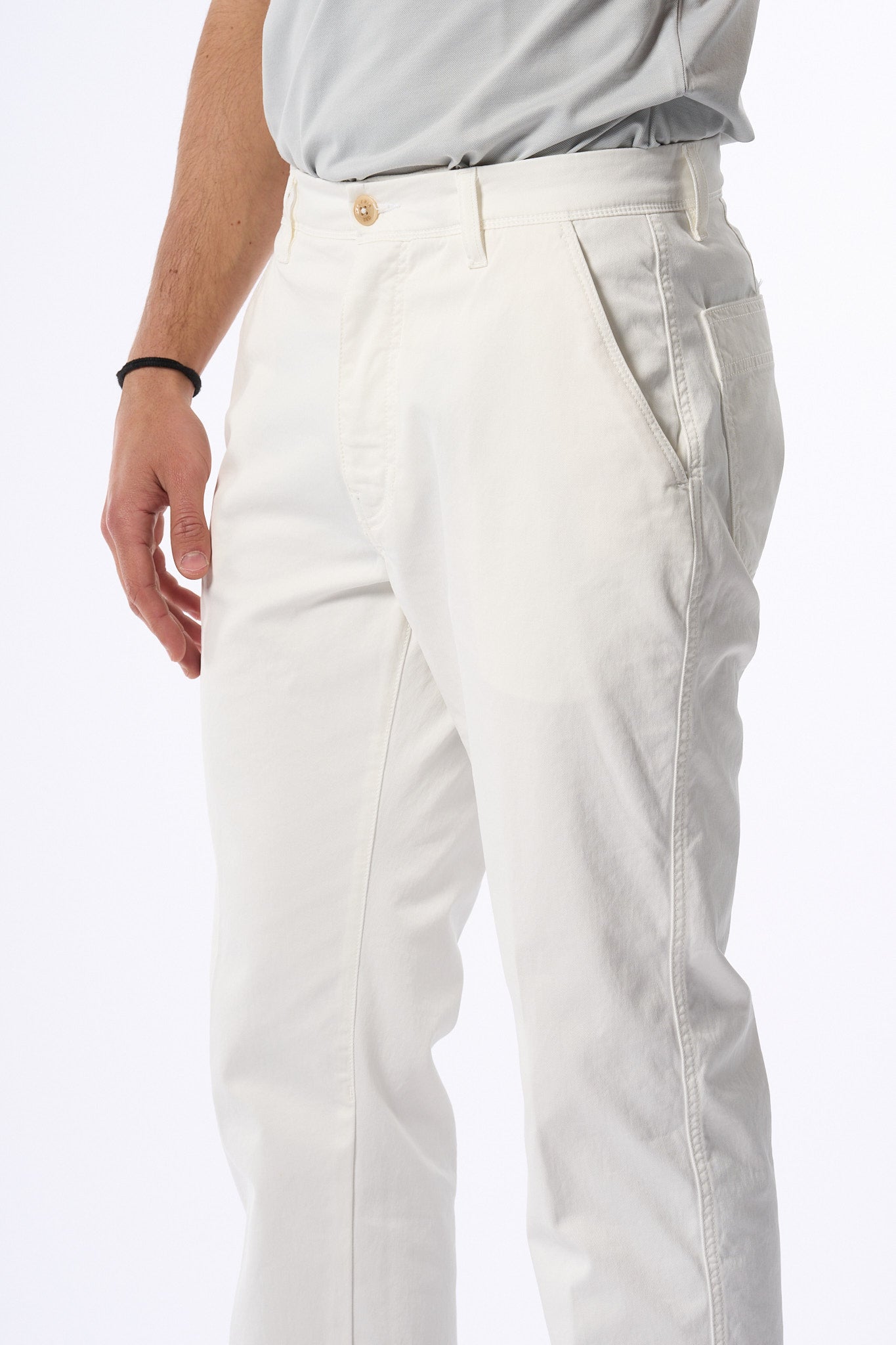 Teleria Zed Pantalone Tasche Applicate Bianco Uomo-6