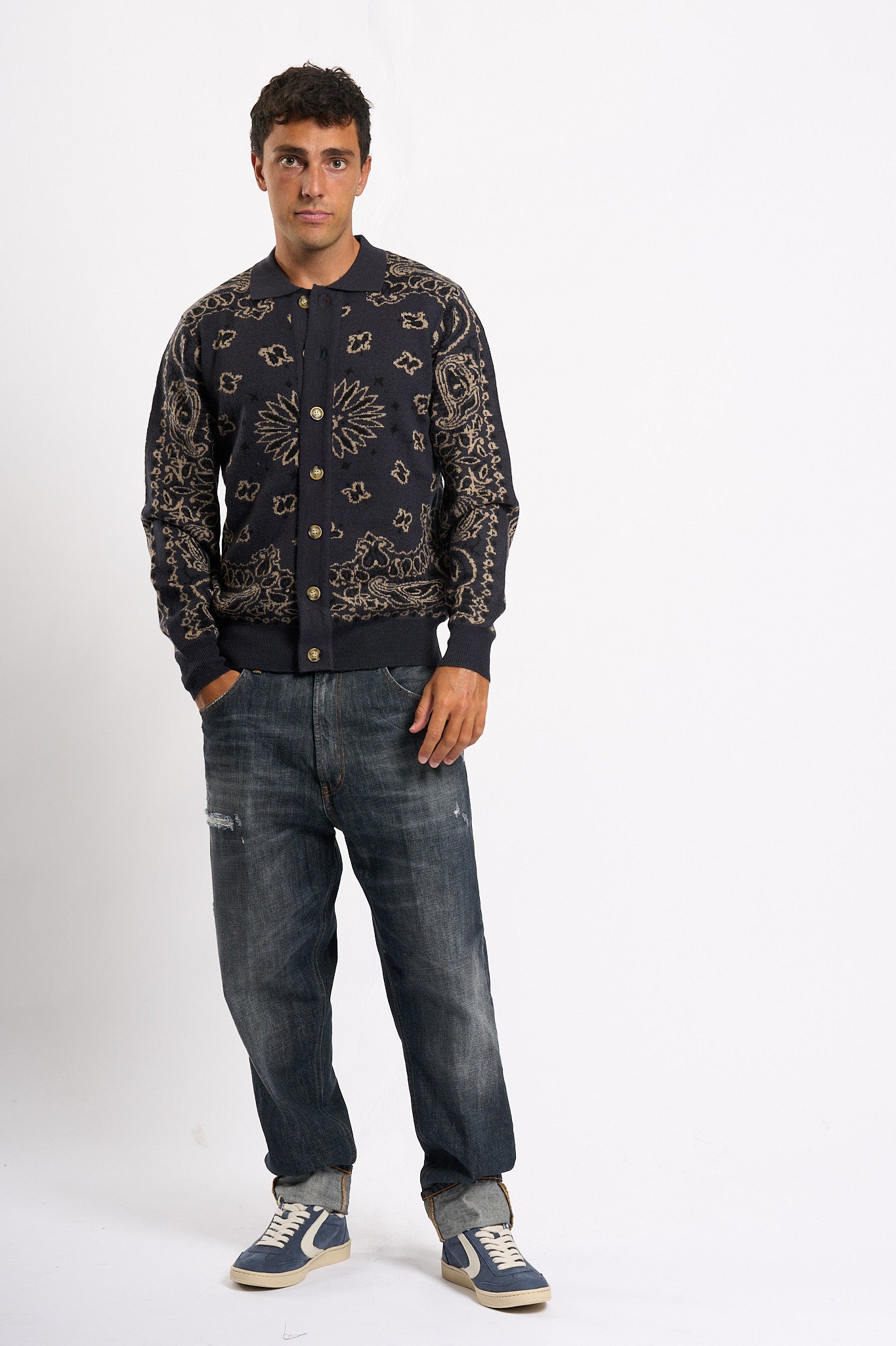 Tooco Cardigan Bandana Navy Uomo-6