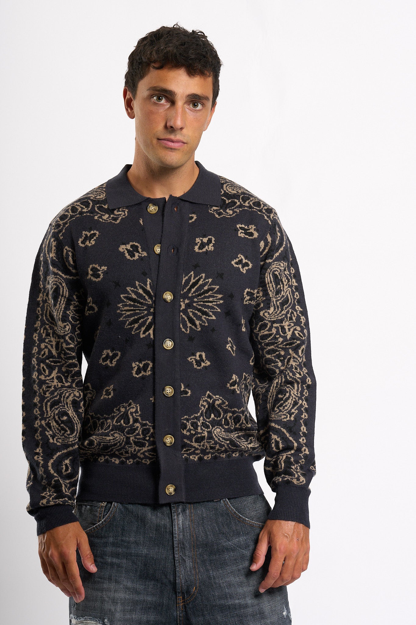 Tooco Cardigan Bandana Navy Uomo-2