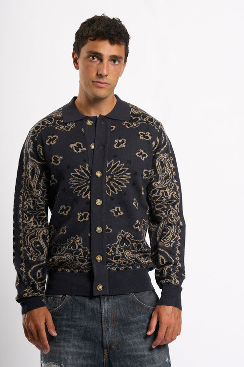 Tooco Cardigan Bandana Navy Uomo-2