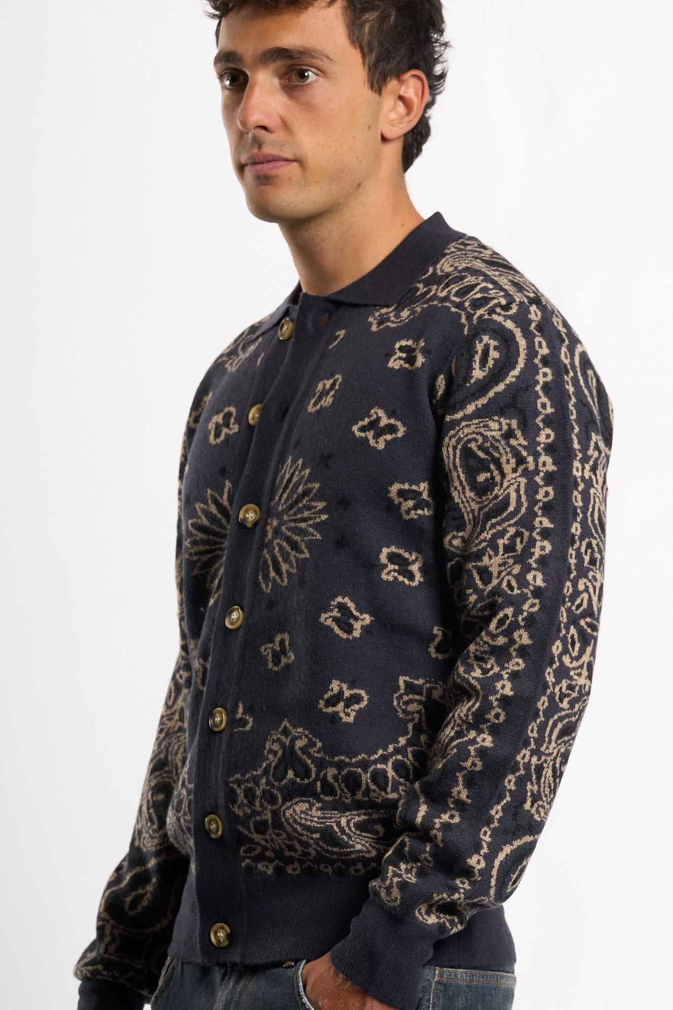 Tooco Cardigan Bandana Navy Uomo-3