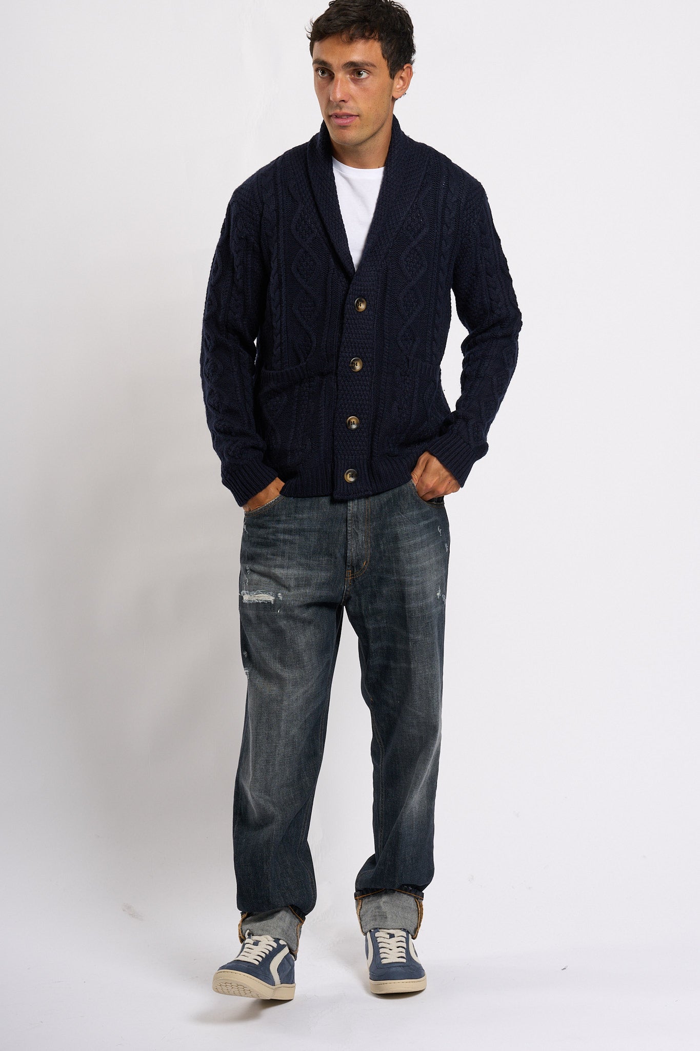 Tooco Cardigan Cashmere Blu Uomo-3