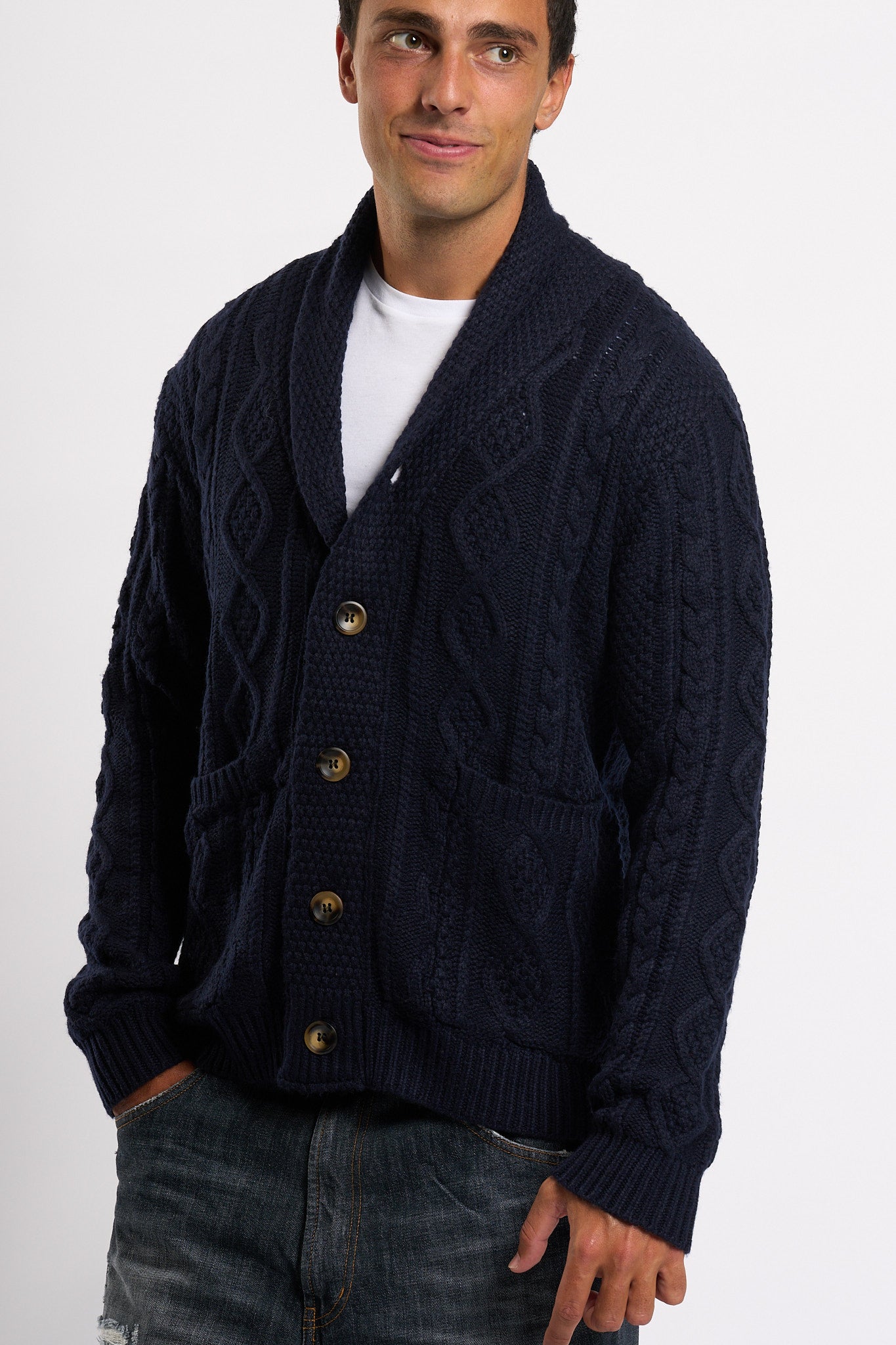 Tooco Cardigan Cashmere Blu Uomo-5