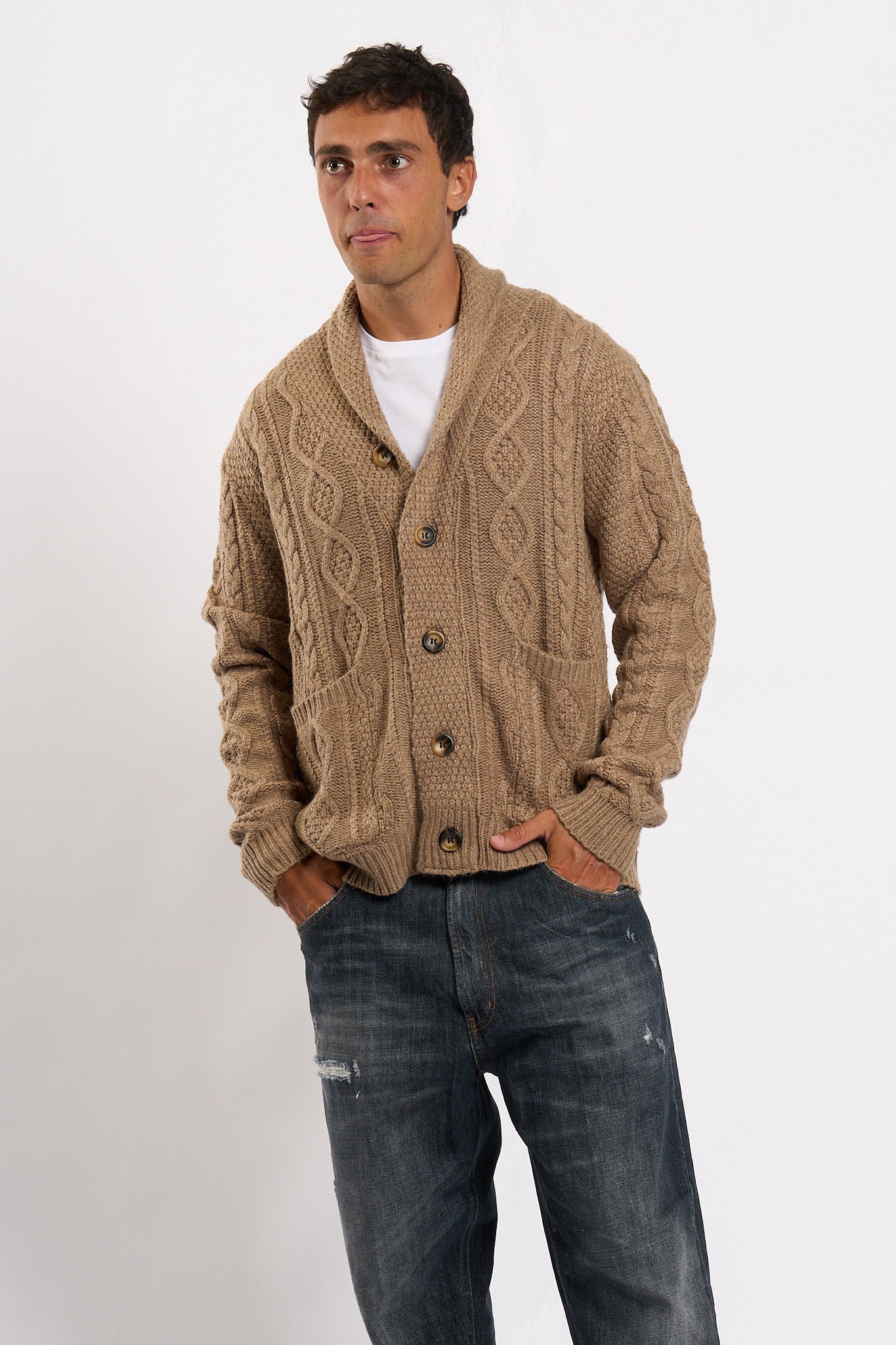 Tooco Cardigan Cashmere Mandorla Uomo-1